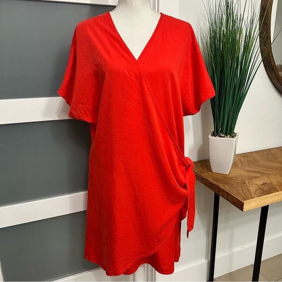 Anthropologie Amadi Miena Mini Red Wrap V-Neck Dress SZ X- Large Casual NWT READ - Picture 4 of 12
